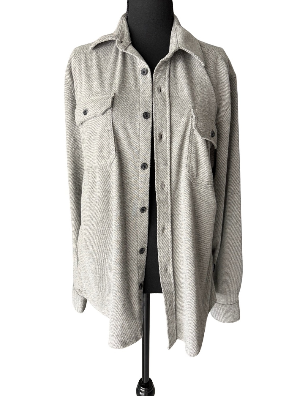 Kenneth Cole Gray Herringbone Button-Front Shirt Jacket